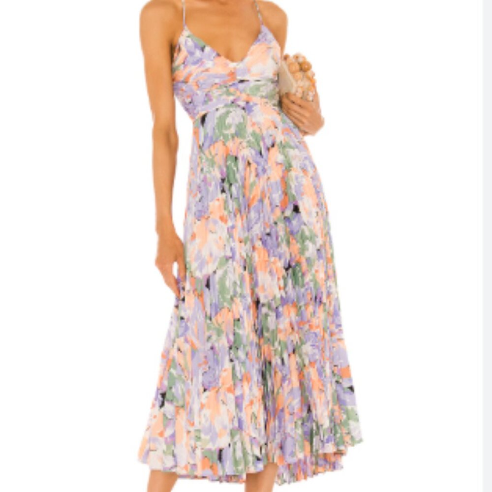 NWOT ASTR The Label Blythe Floral Plisse Midi Dress in Small